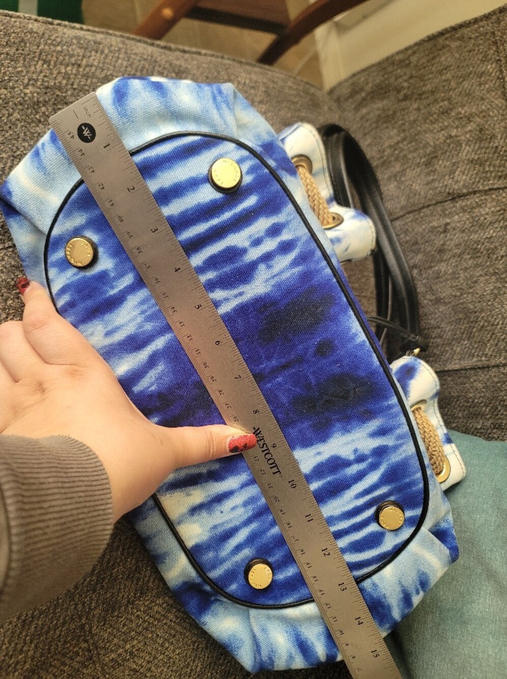 Michael Kors Marina Tie Dye Large Blue Gathered Tote NWT - Picture 8 of 17